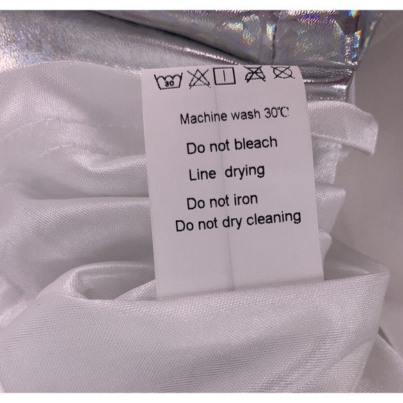 NWT Allegra K Silver Metallic Shiny Holographic Zipper Mini Skirt XL - Picture 9 of 13